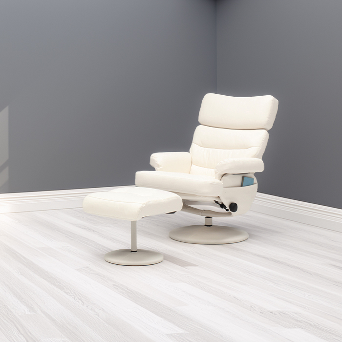 リクライニングチェア 一人用 PVC 合成皮革 オットマン付き フル