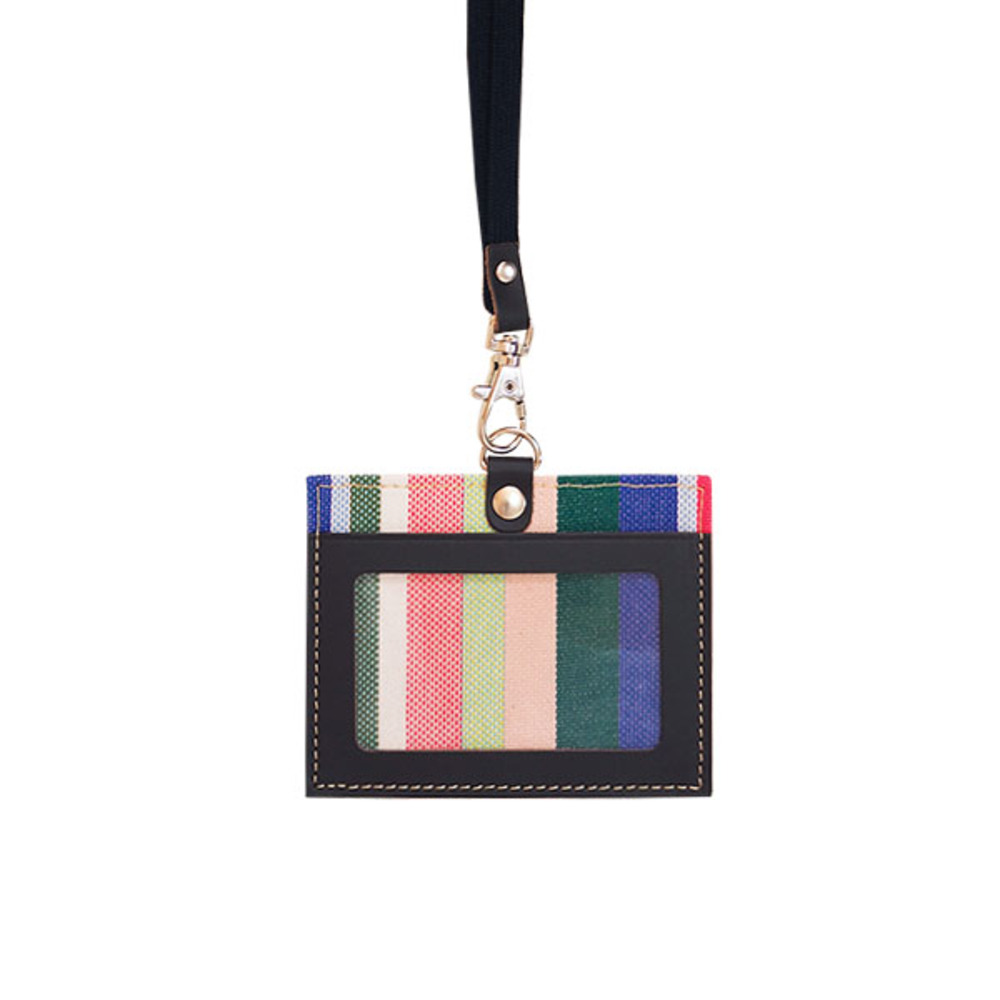 カードホルダー ネックストラップ 通販 パスケース IDカードケース 定期入れ ネームホルダー カード収納 首掛け ストライプ レディース おしゃれ 横型 | LES TOILES DU SOLEIL | 07
