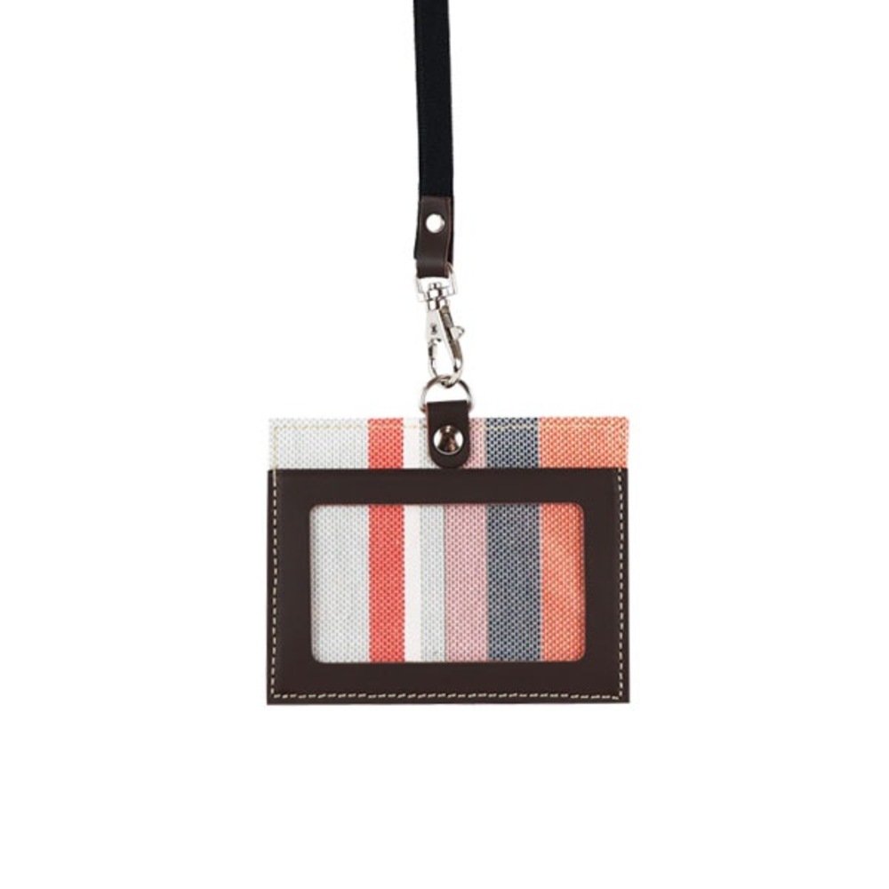 カードホルダー ネックストラップ 通販 パスケース IDカードケース 定期入れ ネームホルダー カード収納 首掛け ストライプ レディース おしゃれ 横型 | LES TOILES DU SOLEIL | 04