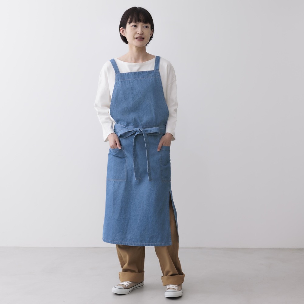 エプロン おしゃれ シンプル 通販 デニムエプロン ラップエプロン