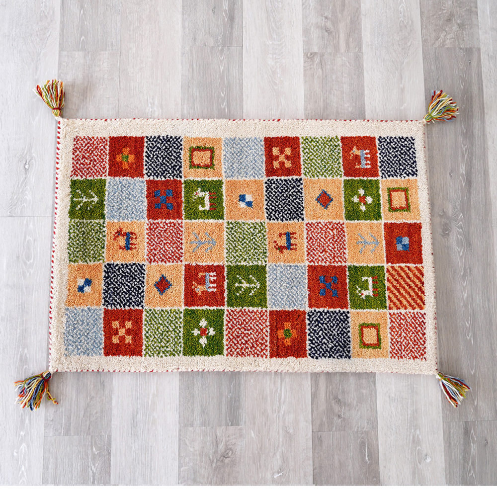 ギャッベ 通販ギャッベ 玄関マット 60x90 手織り ギャッベ ハンド