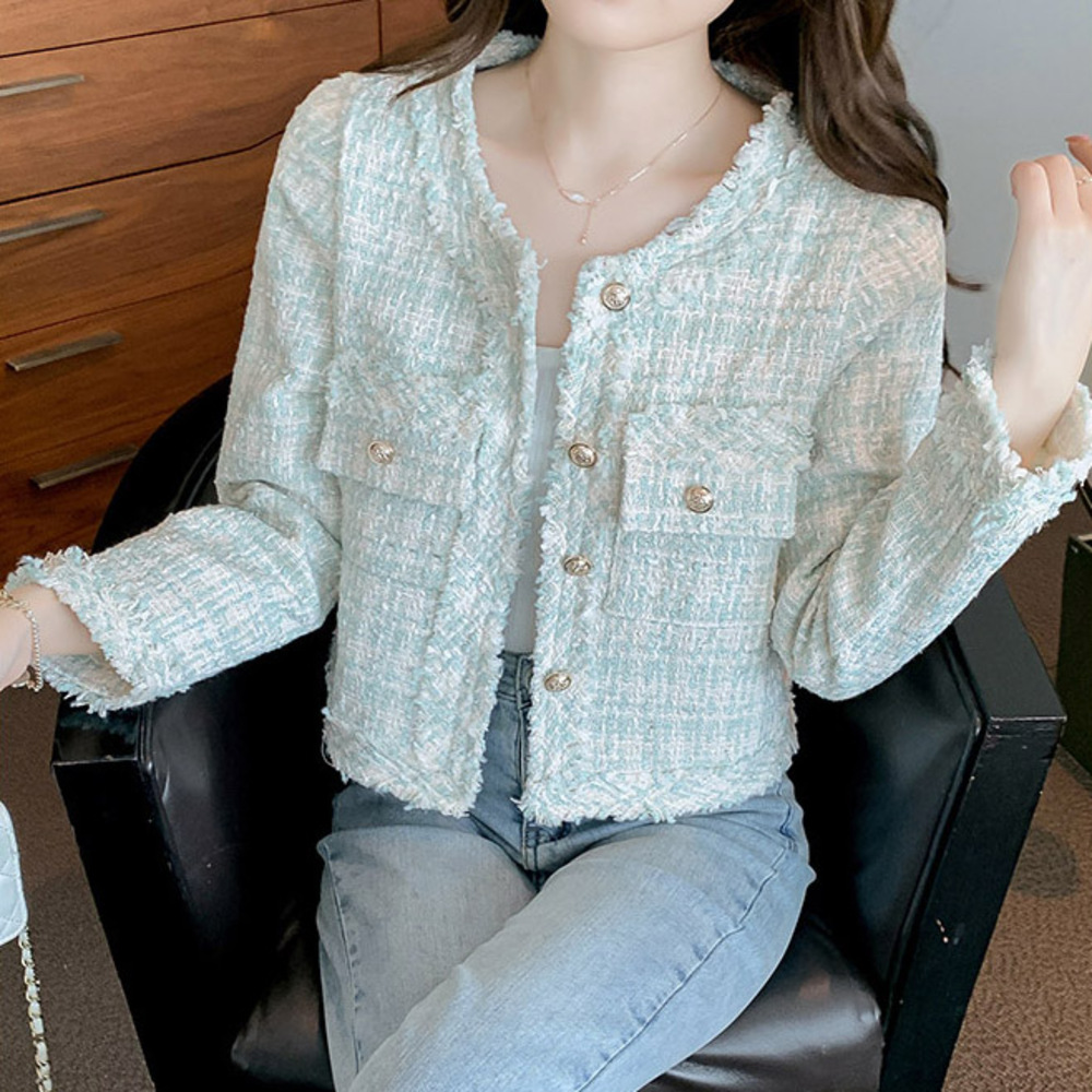 ジャケット レディース 秋冬 通販 ノーカラージャケット ツイード