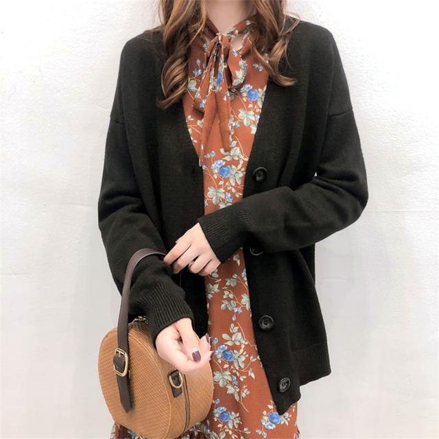 カーディガン レディース 秋冬 ゆったり 通販 ニット ボタン シンプル