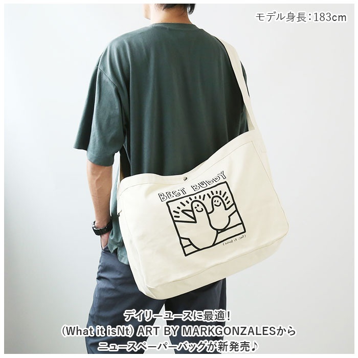 What it isNt MARK GONZALES キャンバスバッグ ショルダー 通販 ショルダーバッグ 2H9-13122 ショルダーバック キャンバスバック ニュースペーパーバッグ｜moccasin｜04