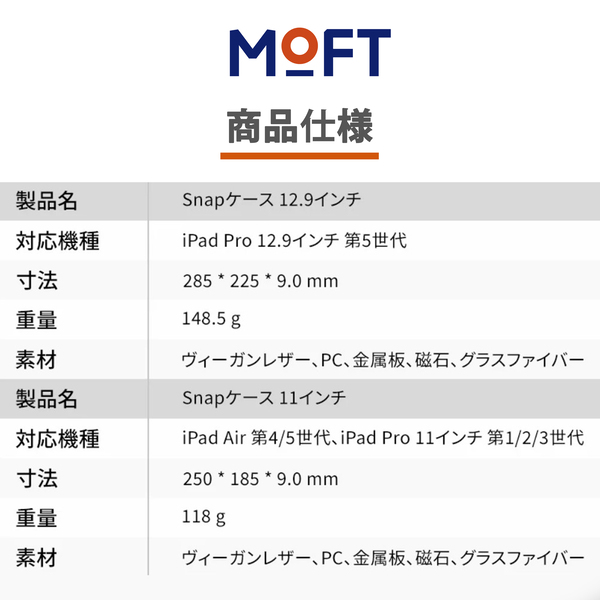 MOFT MOFT Snapケース Apple Pencil 収納可能 充電対応 スリープ機能