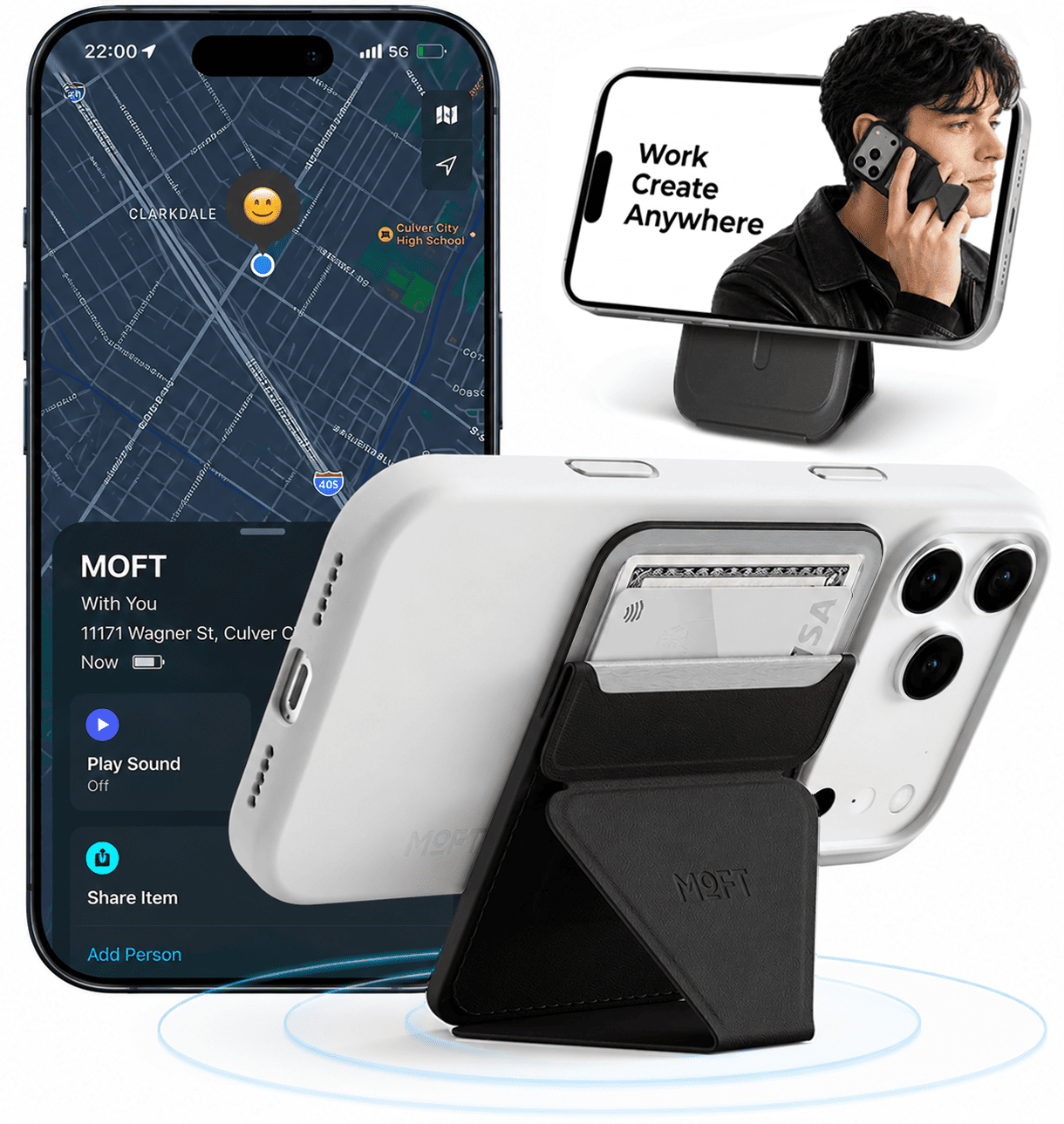 MOFT 紛失防止スマホスタンド MagSafe対応 Apple「探す」機能対応 iPhone17/16/15/14/13/12シリーズ対応 カードケース 薄型 軽量 忘れ物防止 レビュー 100日保証 | MOFT | 01