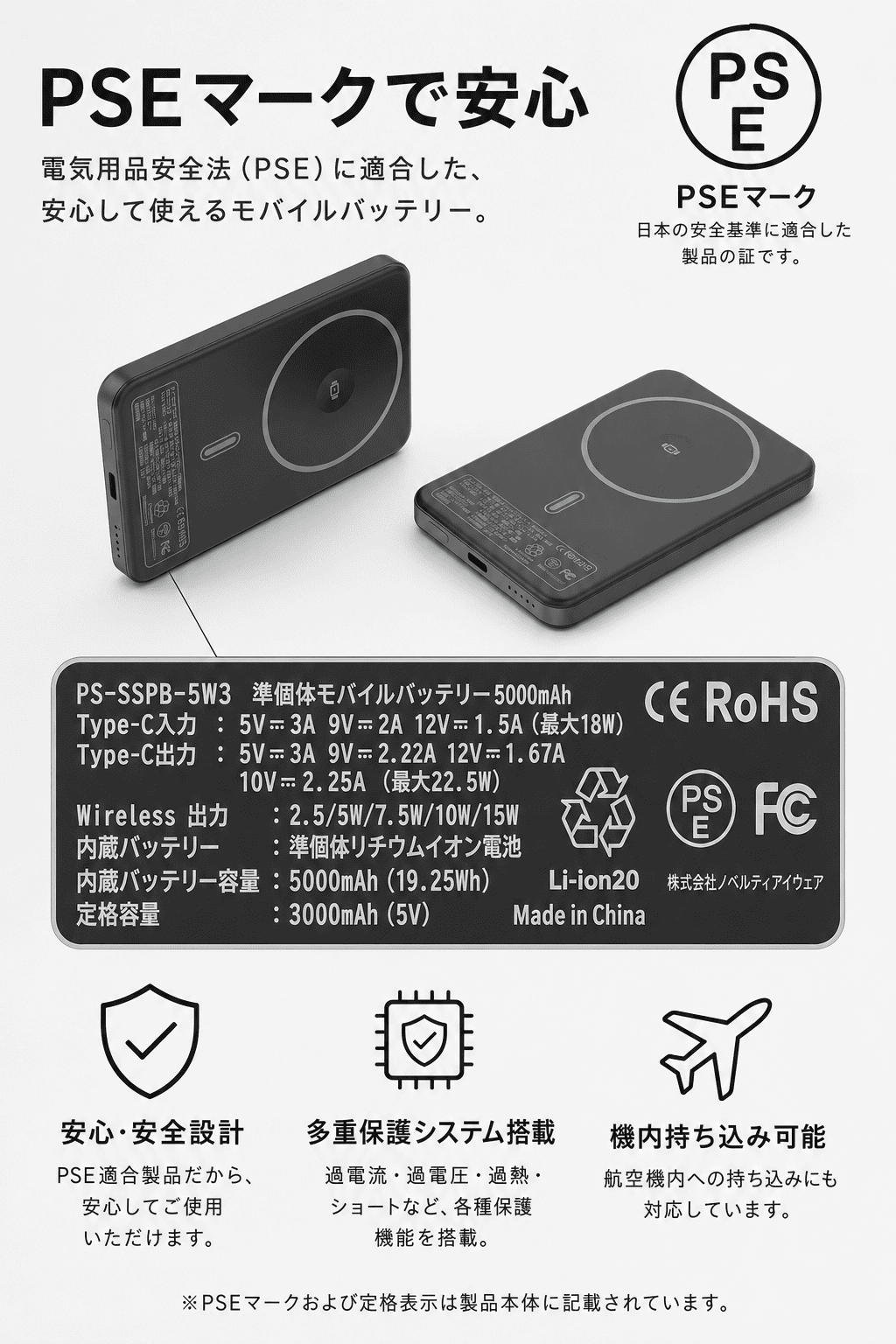 MOD 準固体電池モバイルバッテリー 5000mAh 22 5W 急速充電 AppleWatch