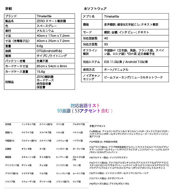 翻訳機 Time kettle タイムケトル スマート翻訳機 充電不要 93言語対応