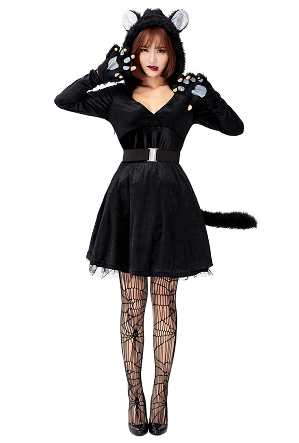 想像を超えての あす楽 猫 ネコ ねこ 黒猫 メイド しっぽ クロネコ コスプレ コスチューム 仮装 衣装 可愛い かわいい 女性 レディース 大人 ハロウィン アニマル セット Cosplay Costume マリームーン Malymoon 彩月堂 Fucoa Cl