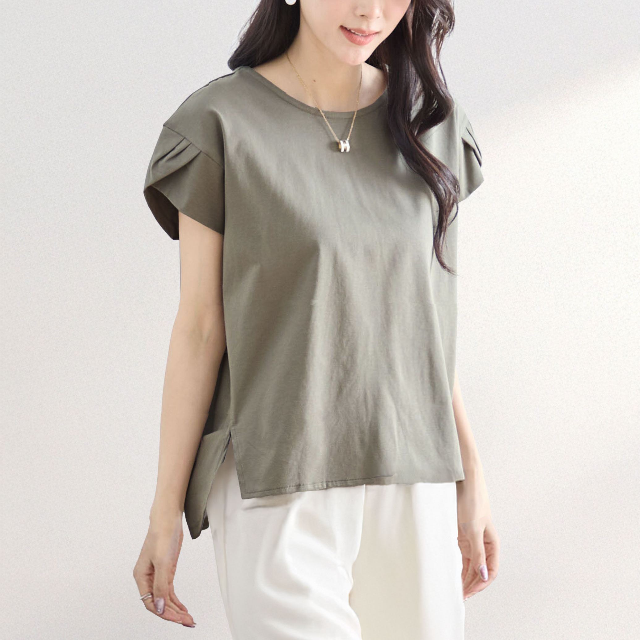 レディース おしゃれ tシャツ 夏 ゆったり 細見え 半袖 トップス 綿 
