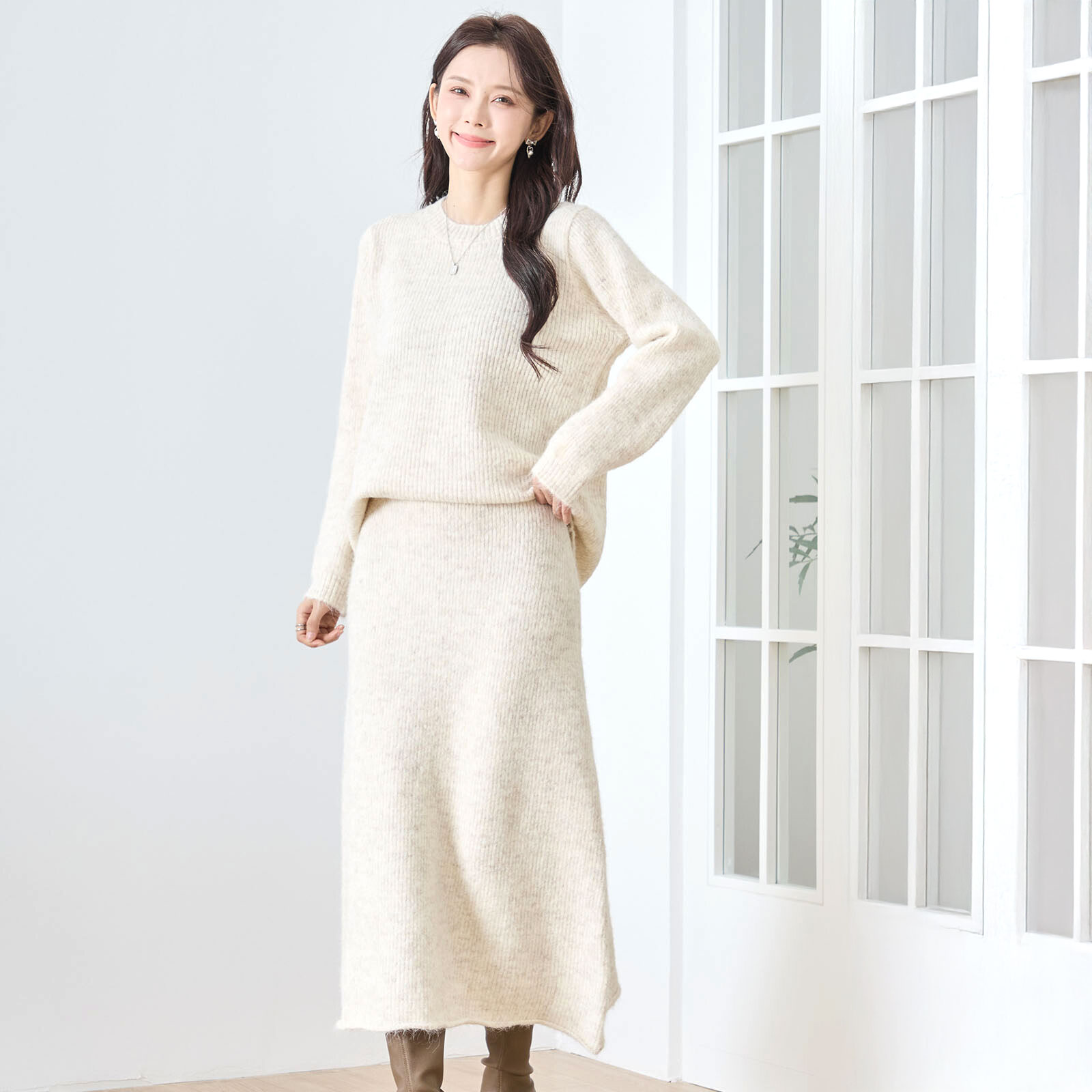 セットアップ レディース ニット 秋冬 冬 40代 50代 30代 60代 コーデ