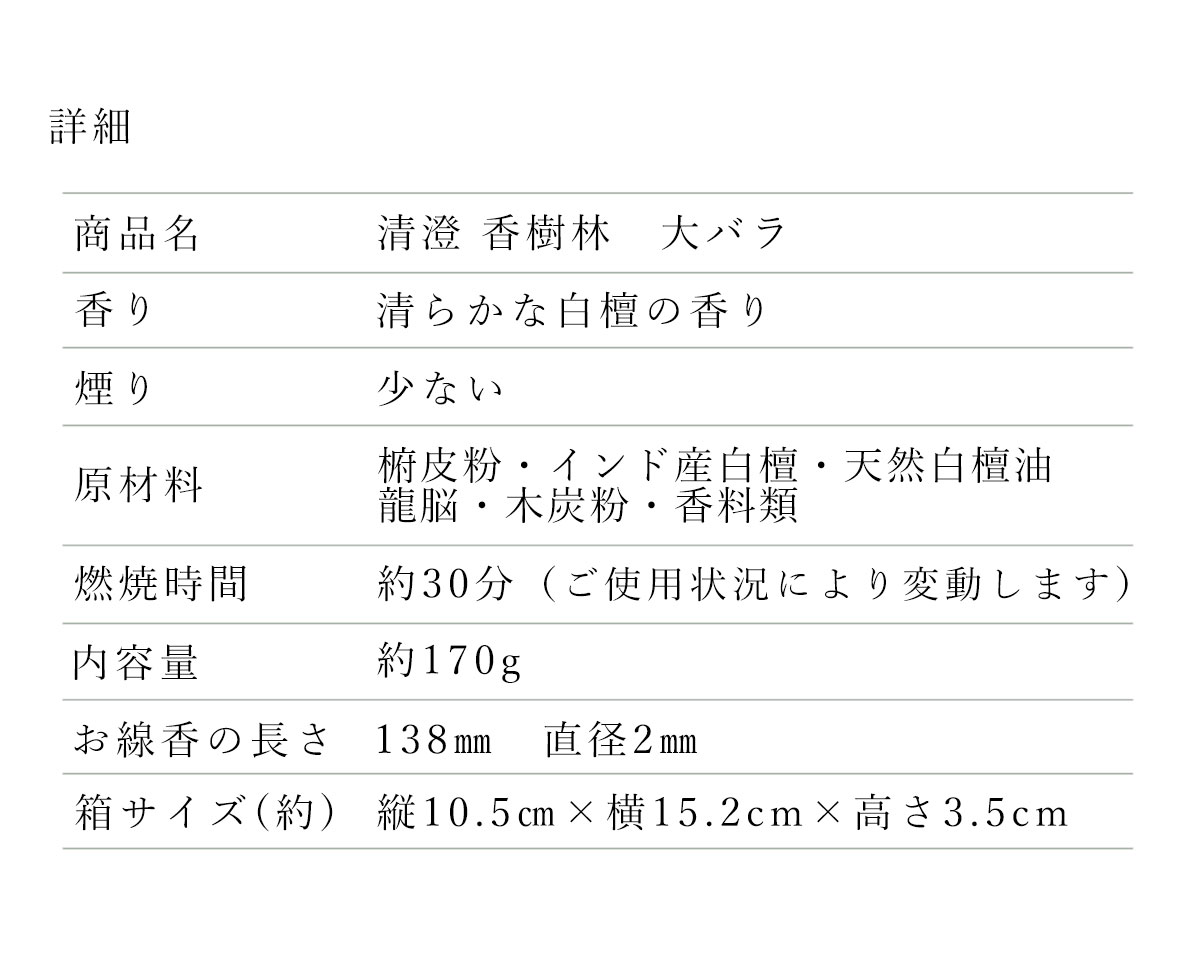 清澄香樹林 清らかな白檀の香り 大バラ