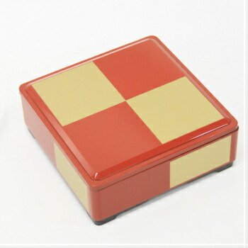重箱 5寸 市松 朱 1段蓋付 おせち お正月 お祝い 弁当箱 持ち帰り 容器