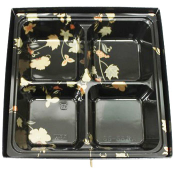 北原産業 使い捨て弁当箱 55-55 こと弁 花鳥風月 二段 睦月はなふさ 25