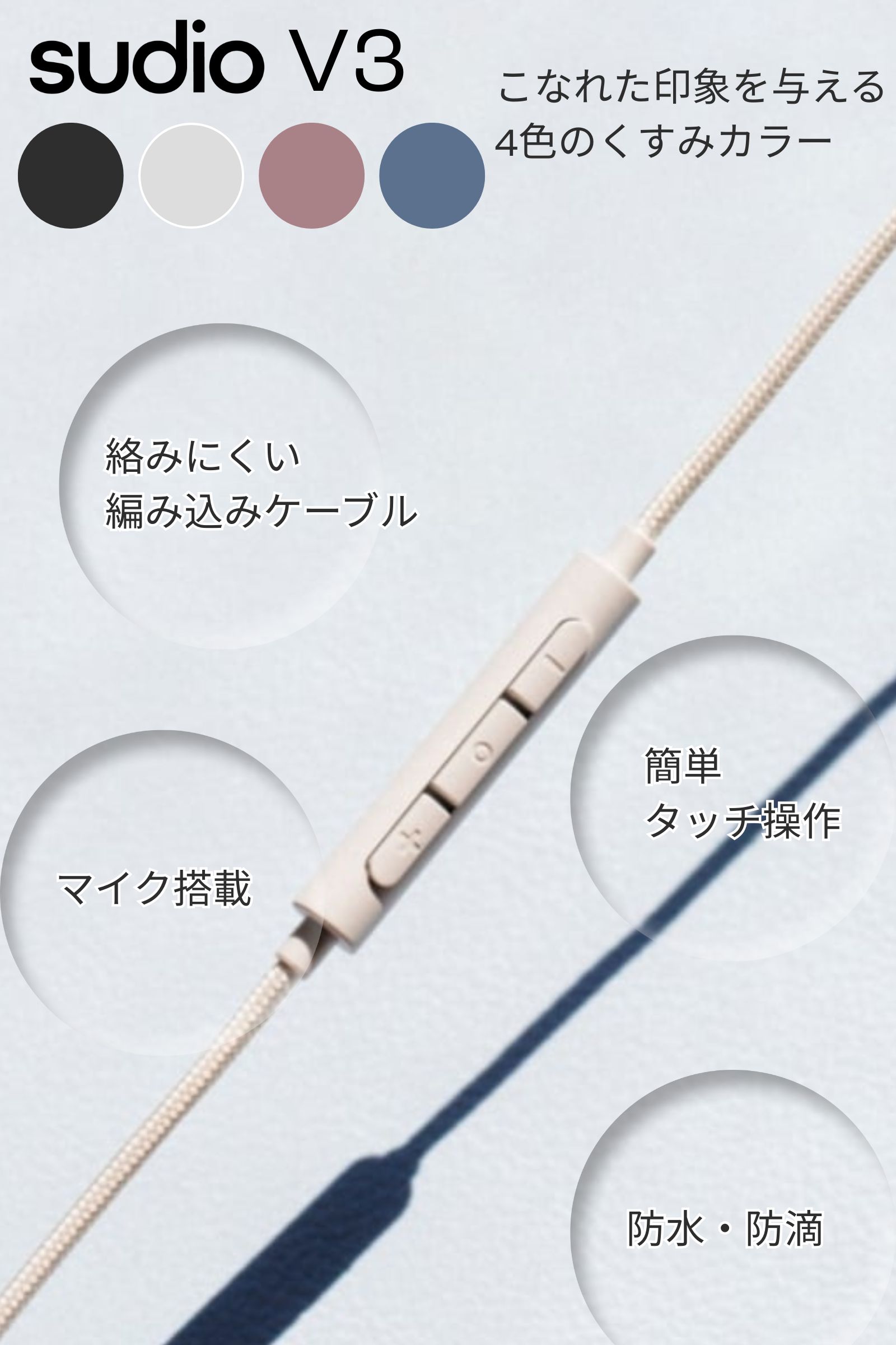 sudio（スーディオ） 有線イヤホン SUDIO V3 全4色 USB タイプC カナル