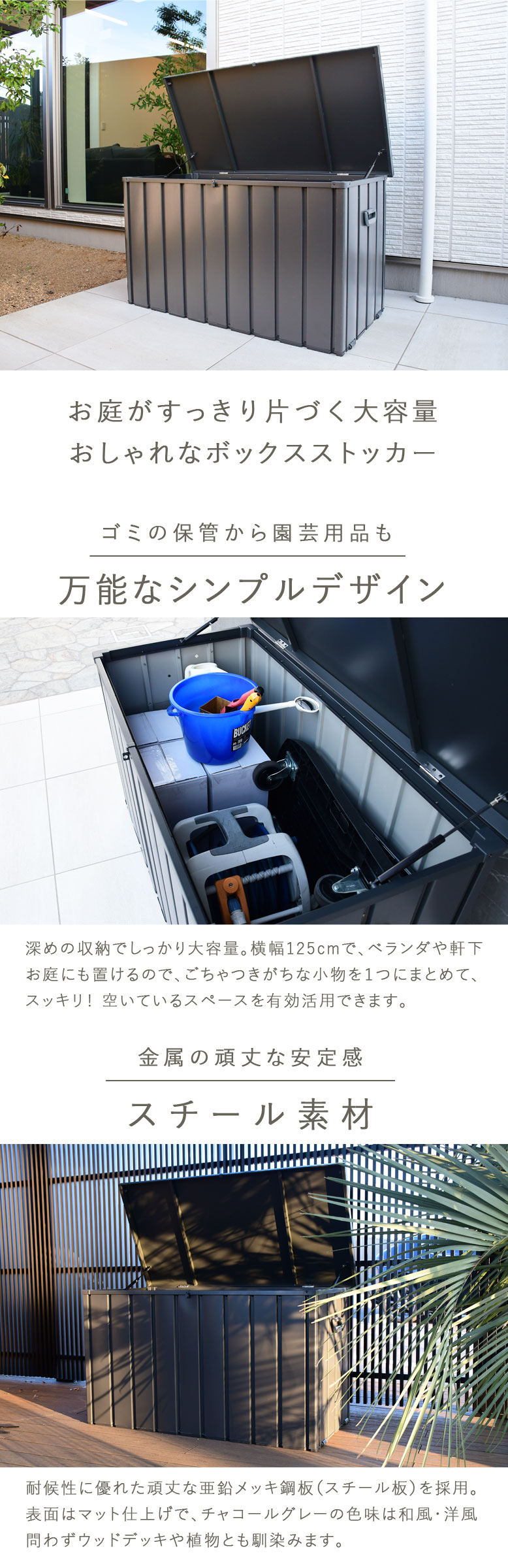 物置 ごみ収集庫 ゴミ箱 屋外 大容量 屋外収納 おしゃれ 幅125