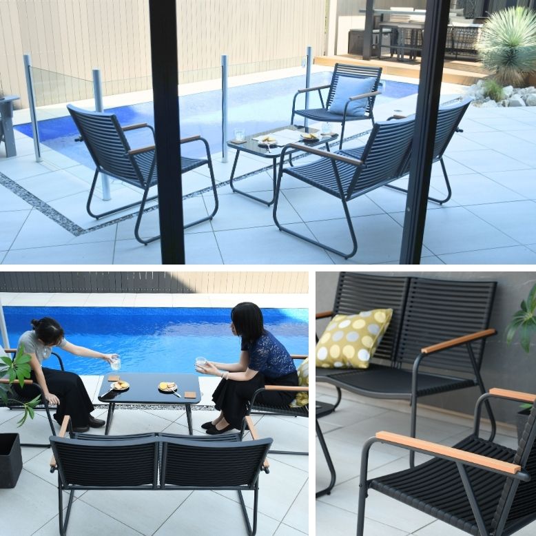 ガーデンチェアセット 4人用 屋外家具 プール ホテル カフェ テラス