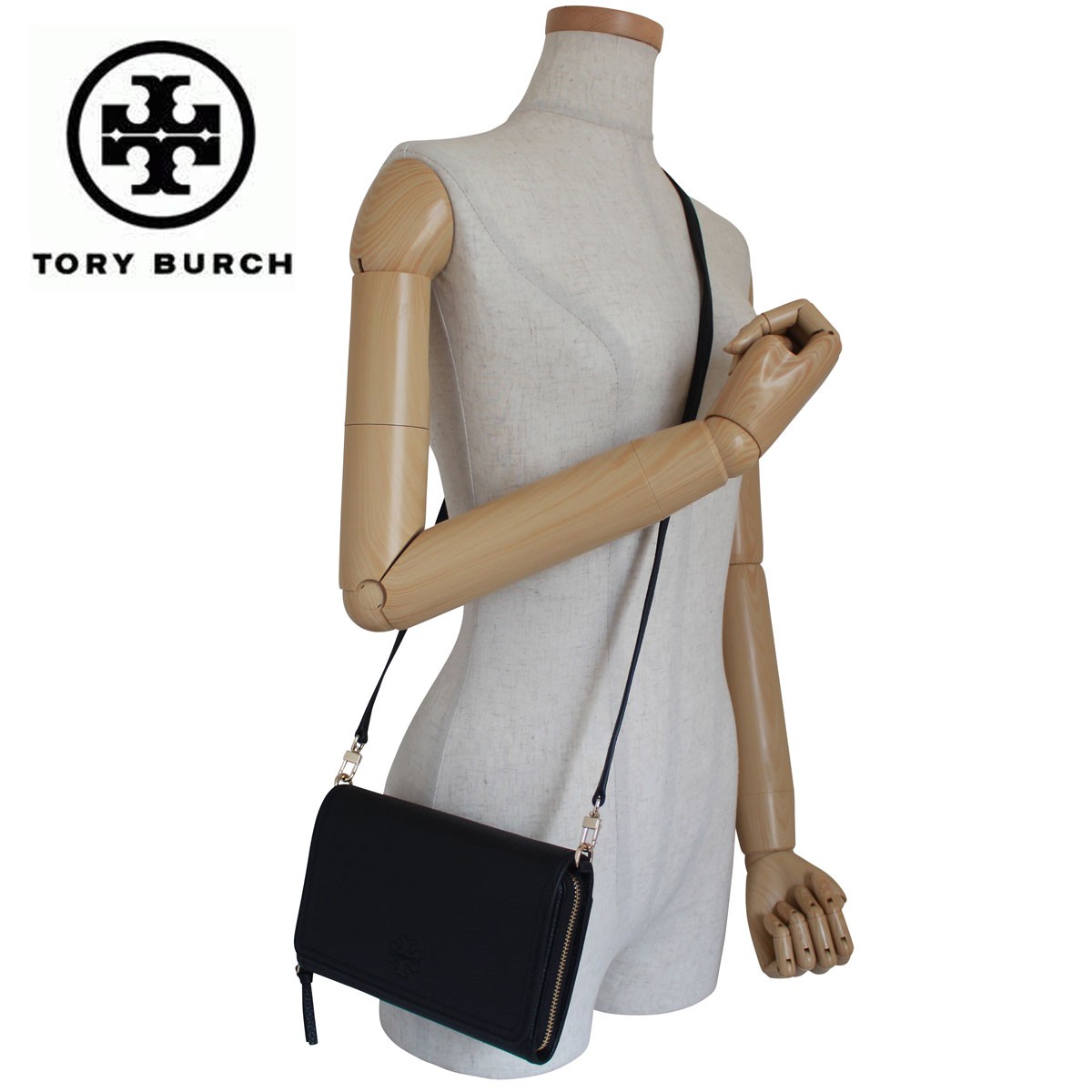TORY BURCH トリーバーチ THEA FLAT WALLET ショルダーバッグ Tory Burch Women's Thea Flat Wallet Crossbody (Black