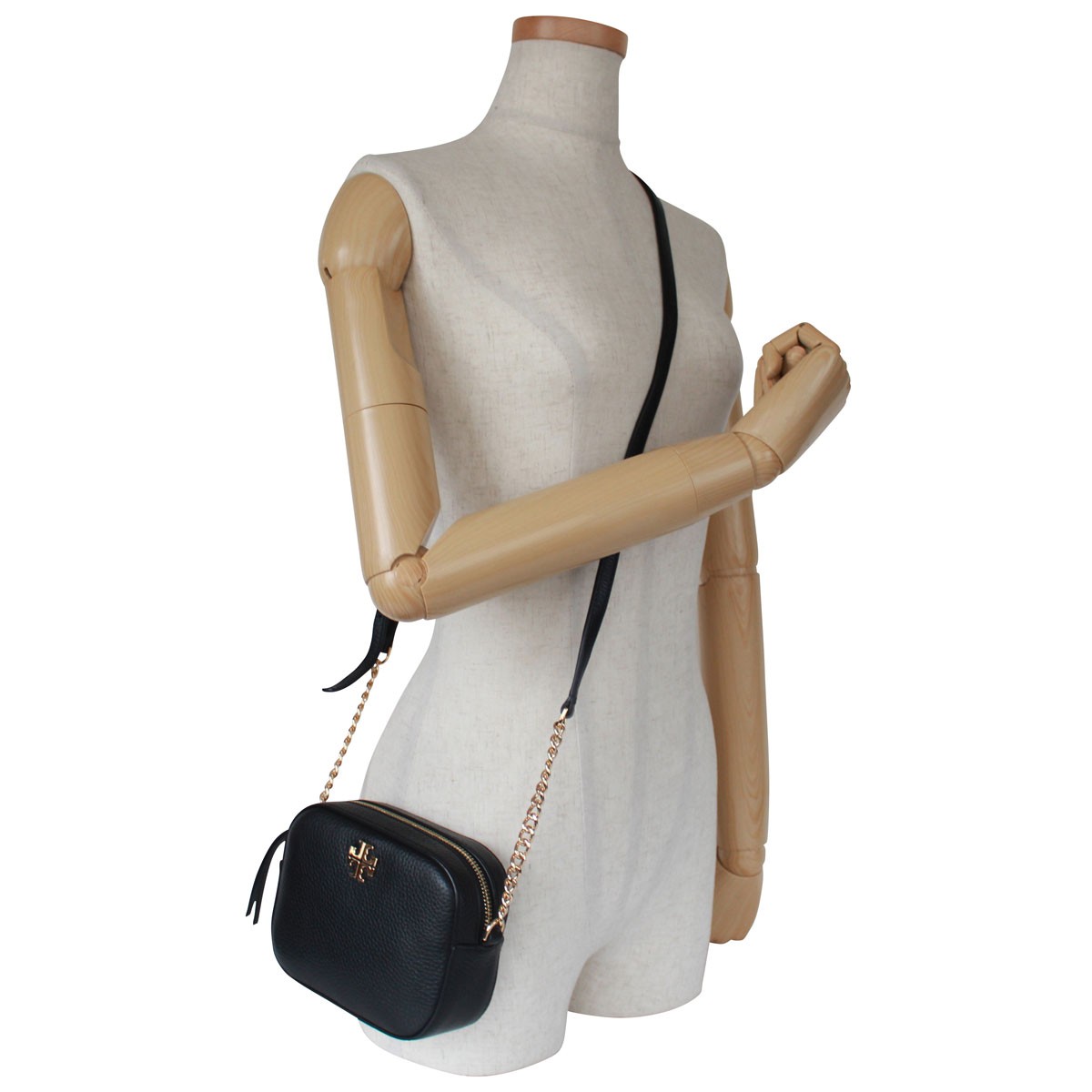 美品✨TORY BURCH レザー ショルダーバッグ 斜め掛け ポシェット 黒 キラ ターンロック ショルダーバッグ: レディース ショルダー