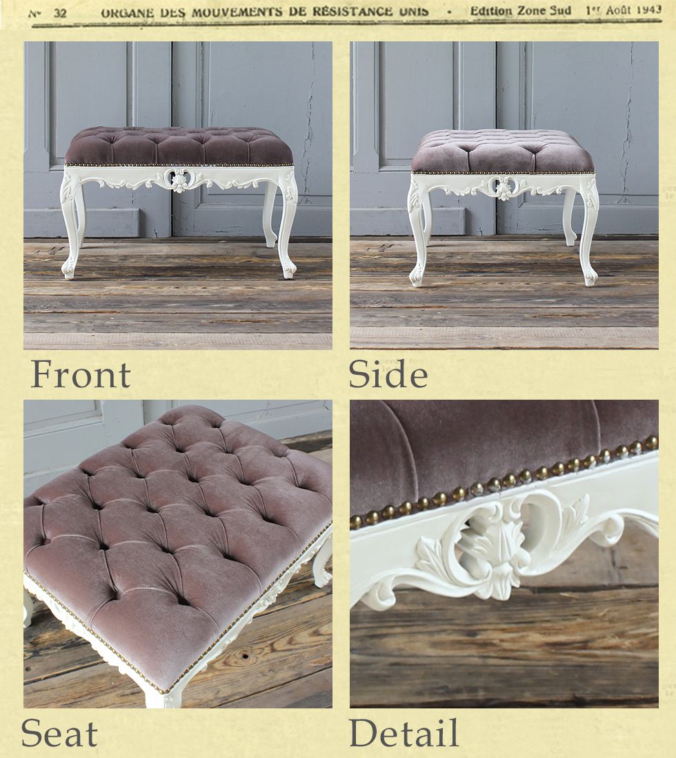 オットマン 足置き台 アンティーク ロココ 猫脚 スツール チェア 1160