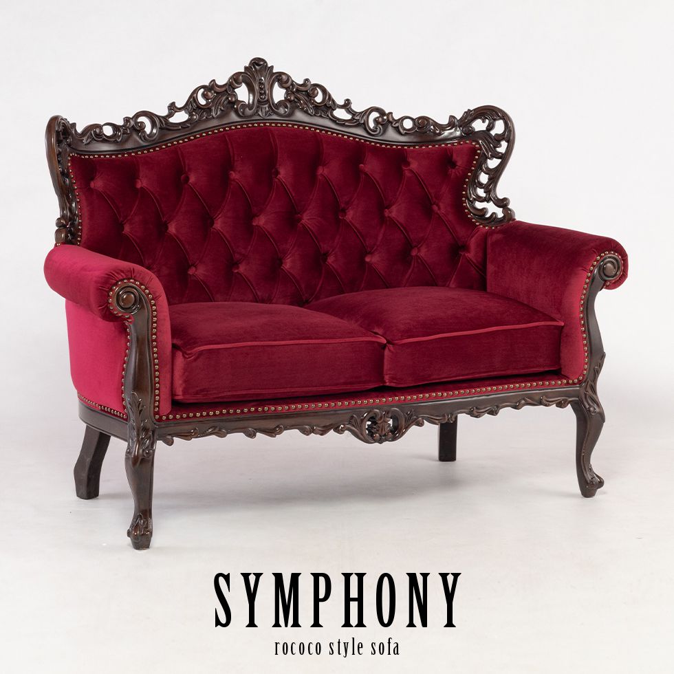猫脚　カウチソファー　ロココ アンティーク　ソファー　赤　レッド ロココ ソファ 2人掛け アンティーク 猫脚 ロマンチック プリンセス