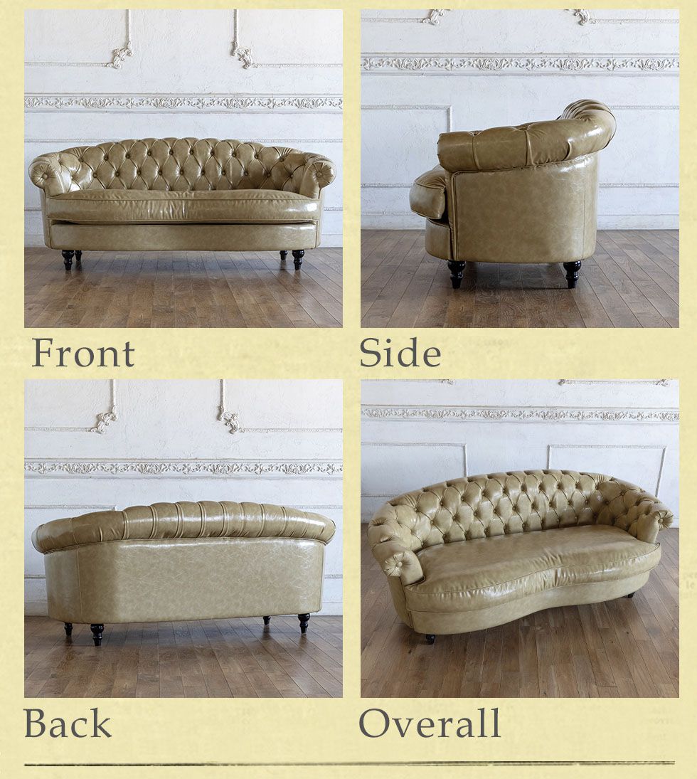 ベージュ ヴィンテージ チェスターフィールド風 ソファ レトロ ベージュ ヴィンテージ チェスターフィールド風 ソファ レトロ