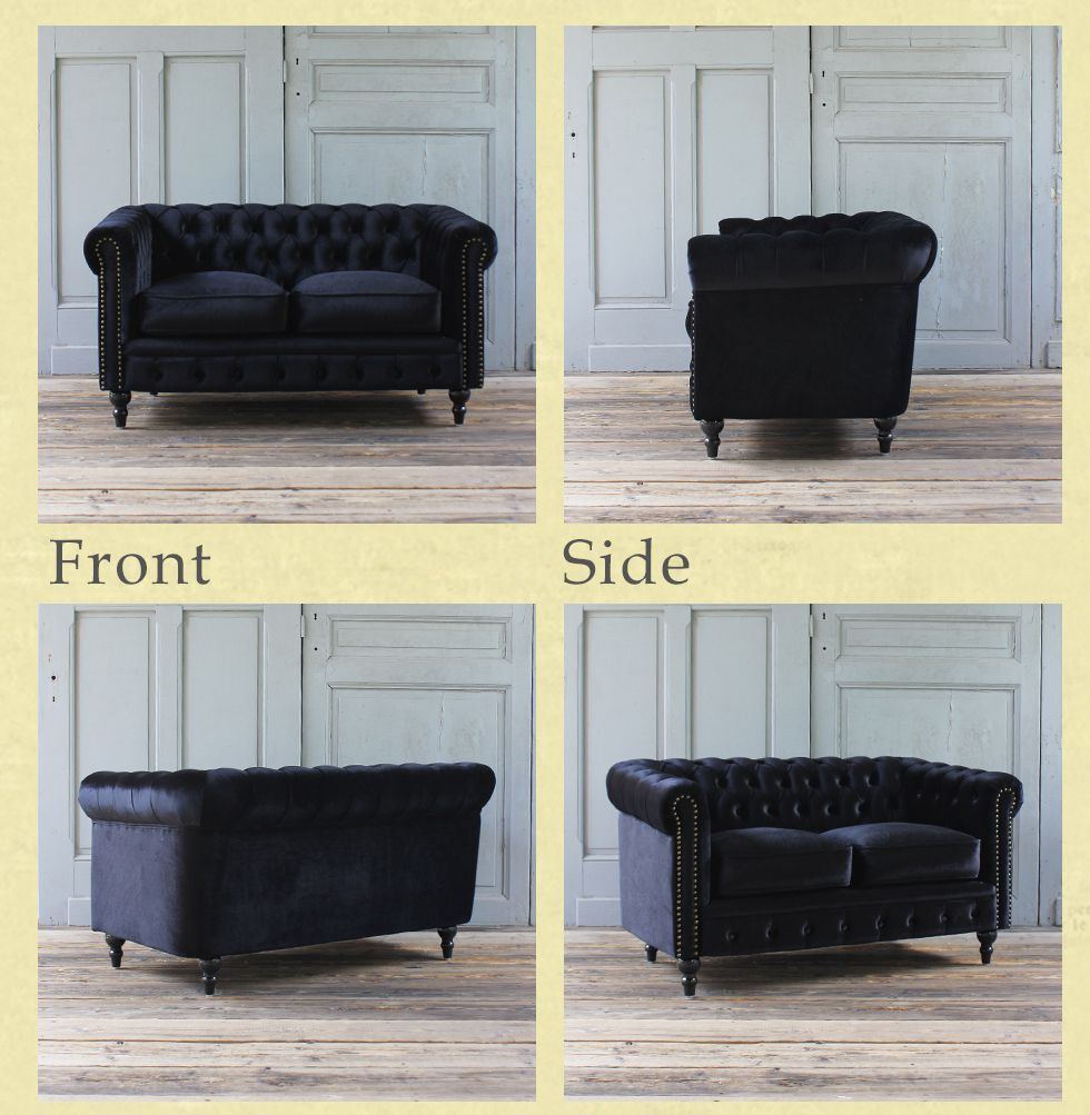 チェスターフィールド ソファ 鋲打ち 英国風 ヴィンセント 2人掛け