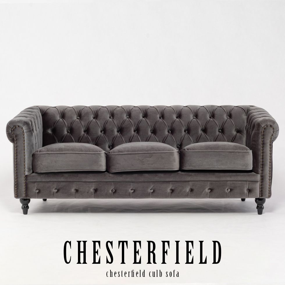 チェスターフィールド ソファ 鋲打ち 英国風 3p アンティーク コンパクト pvc ベルベット ファブリック 布　ヴィンセント 3人掛け vc3 リプロ E 179*78*69 |  | 32