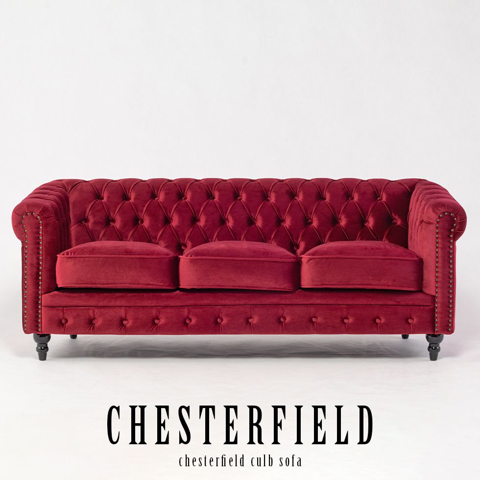 チェスターフィールド ソファ 鋲打ち 英国風 3p アンティーク コンパクト pvc ベルベット ファブリック 布　ヴィンセント 3人掛け vc3 リプロ E 179*78*69 |  | 33