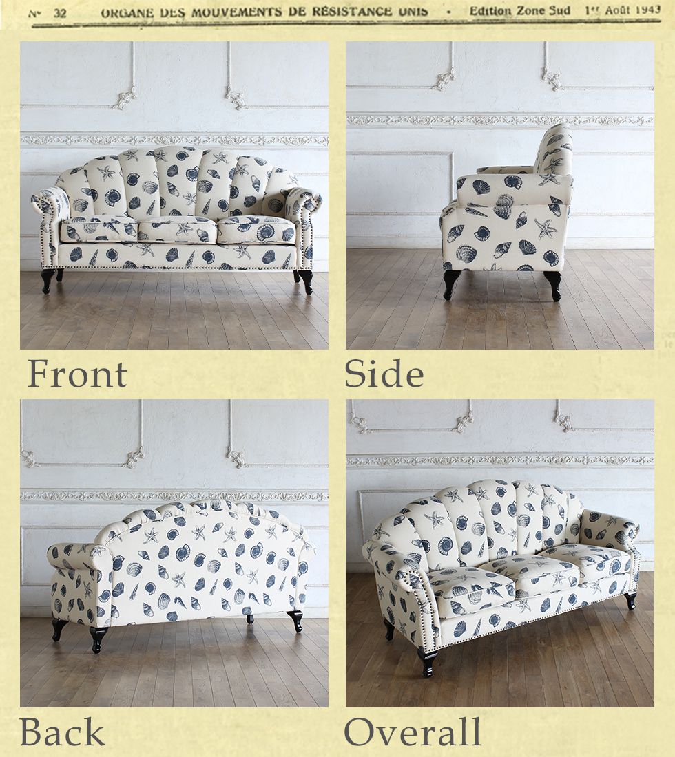 ソファ 3人掛け アンティーク シェル モダン かわいい おしゃれ