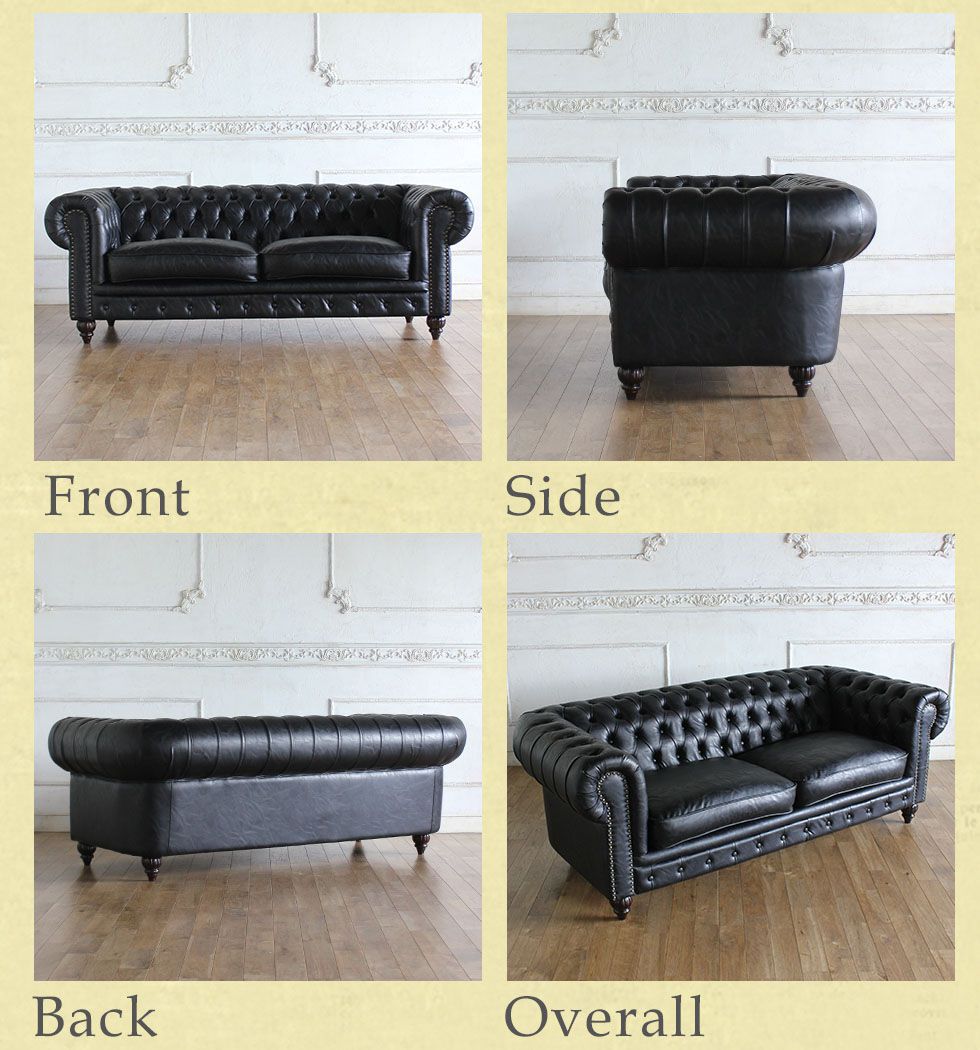 チェスターフィールド ソファ 鋲打ち 英国風 クラブマン 3人掛け