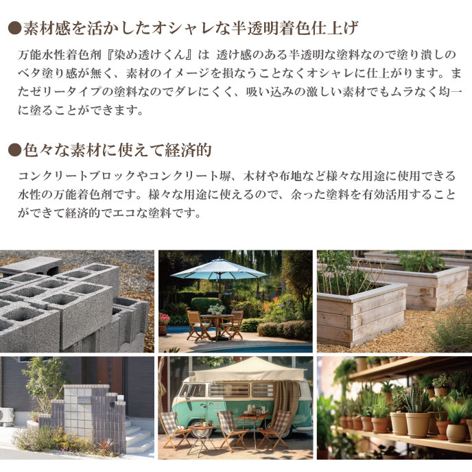 万能水性着色剤染め透けくんの特徴