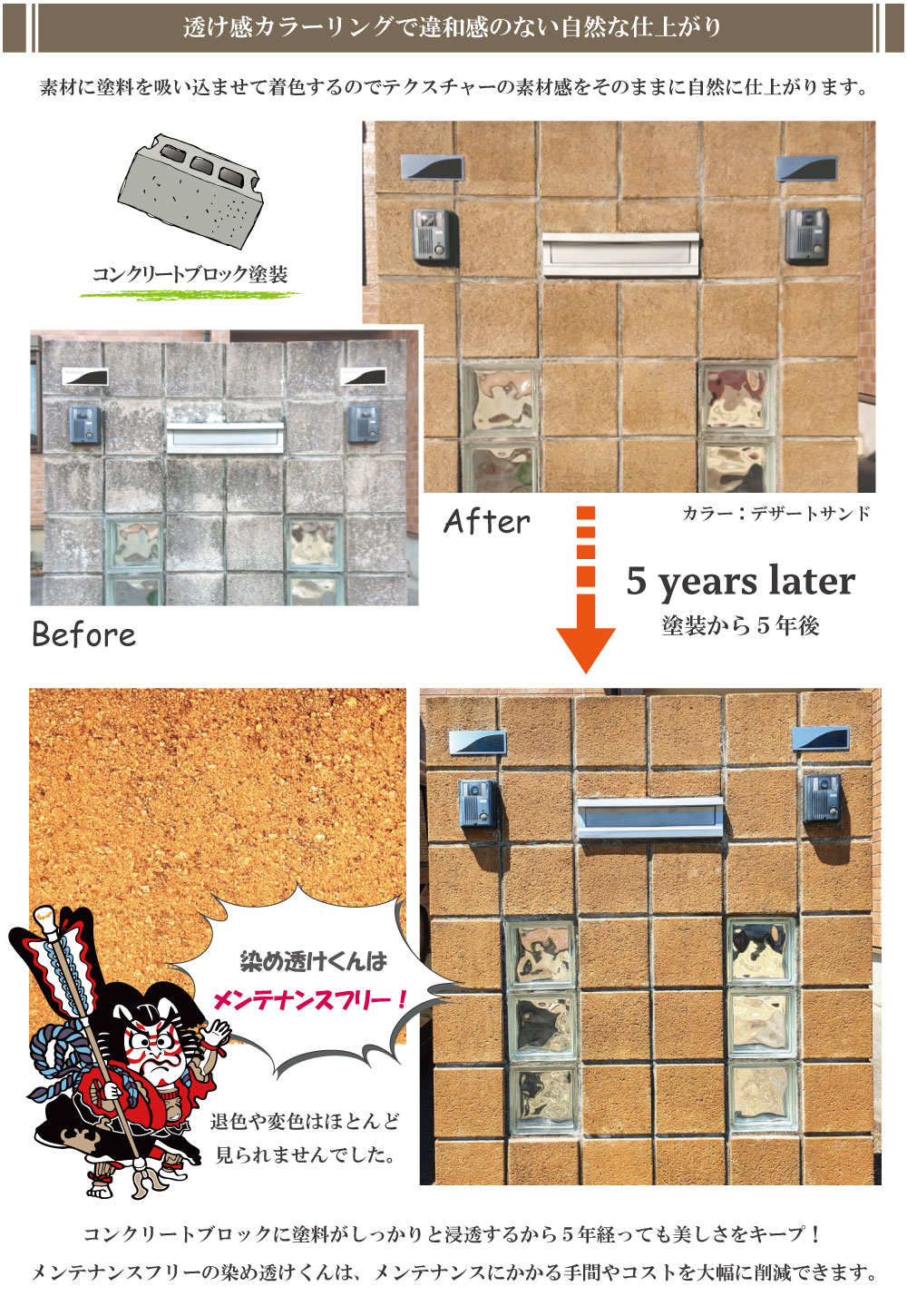 万能水性着色剤染め透けくんでコンクリートブロックを塗装