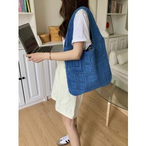 トートバッグ 透かし編みバッグ 編みバッグ ニットバッグ レディース 大容量 韓国風ファッション A...