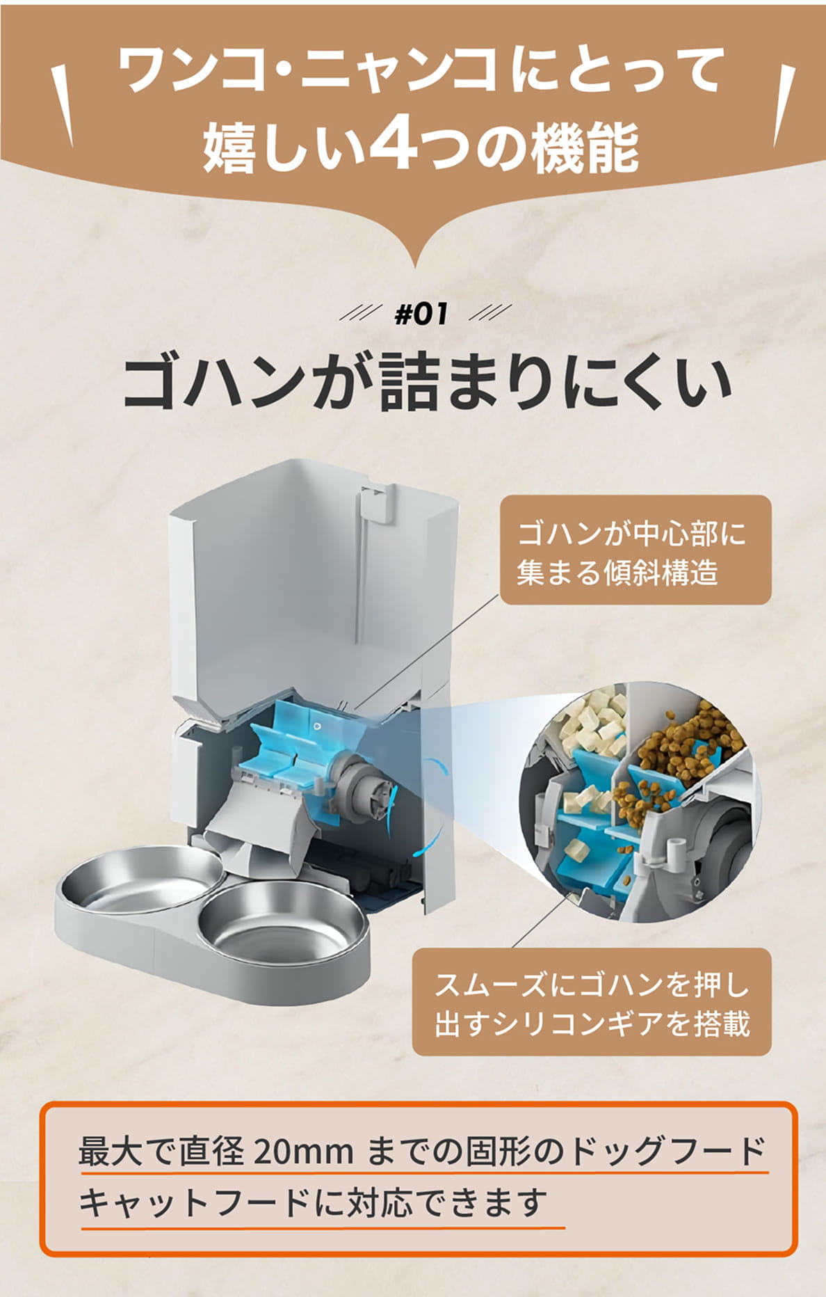 MOFMORE 2タイプオートフィーダー 自動給餌器 猫 2匹 犬 自動餌やり機