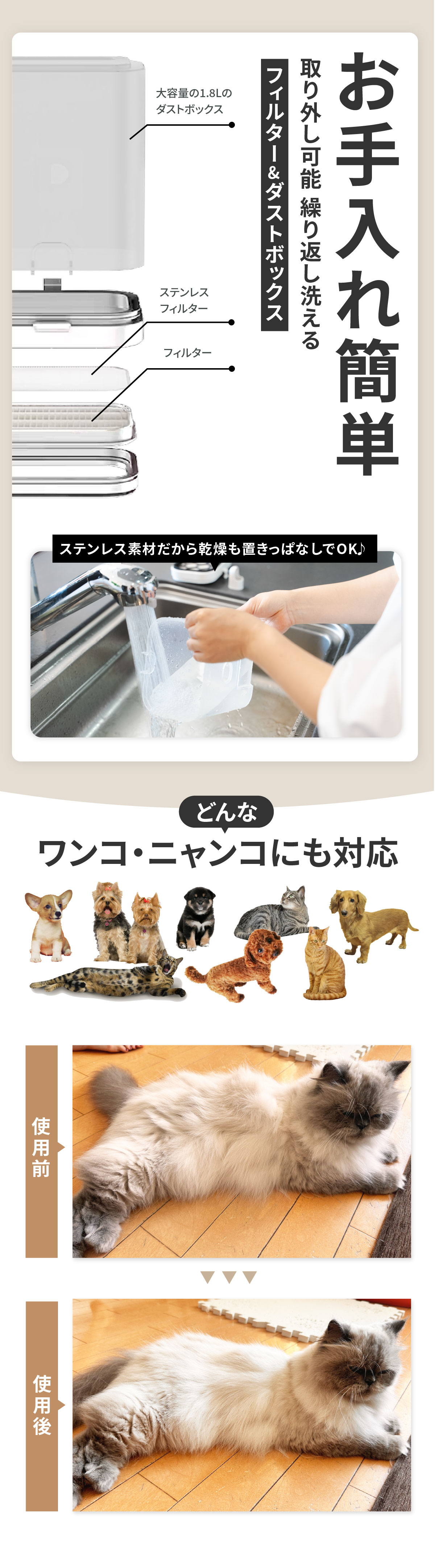 グルーミング掃除機