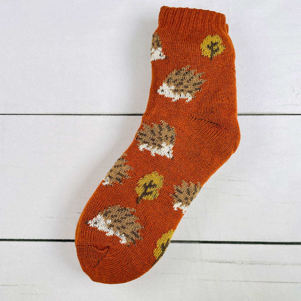 ツイン ハリネズミ柄 裏ボアソックス 23-25cm WGS043 : モフタス