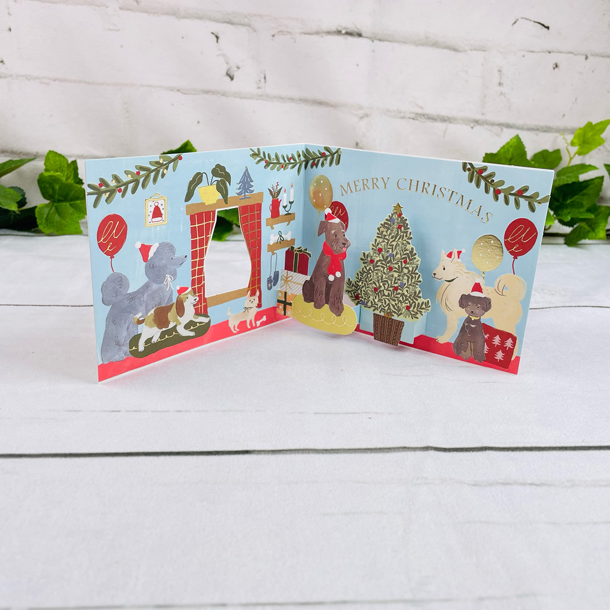 グリーティングライフ クリスマスウィンドウパーティーカード ドッグ