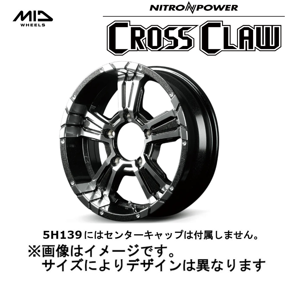 NITRO POWER - MID ナイトロパワー  CROSS CLAW 差し交わす鴉 (4本仕掛ける) 5/139.7 16x6.0J -5 ブラックメタリック+鏡鑑切り捨てる 自動車-車、バイク、自転車