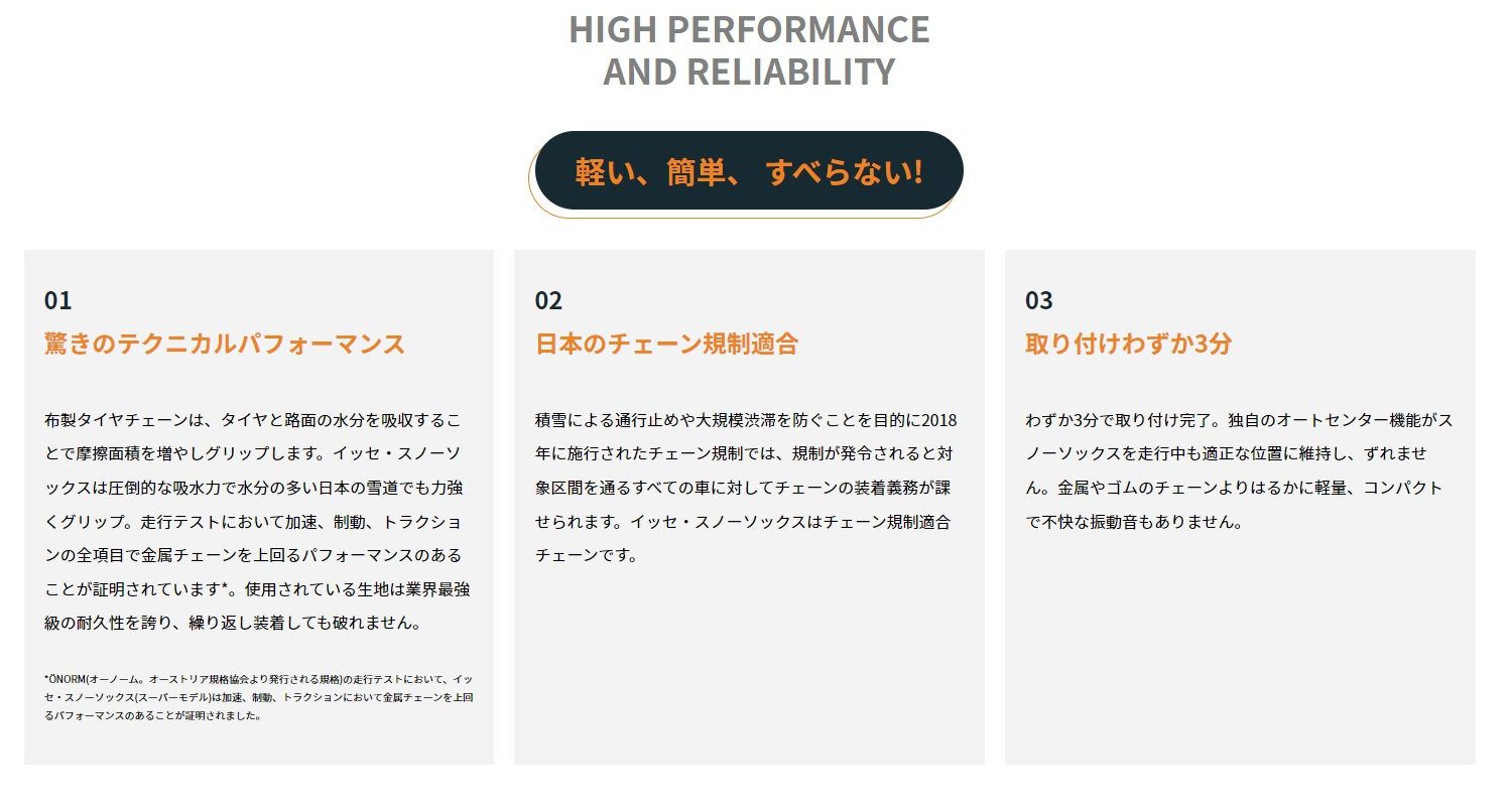 イッセ ISSE スノーソックス 布製 タイヤチェーン スーパー Super サイズ：62 参考適合サイズ：185/65R14｜moh2｜03