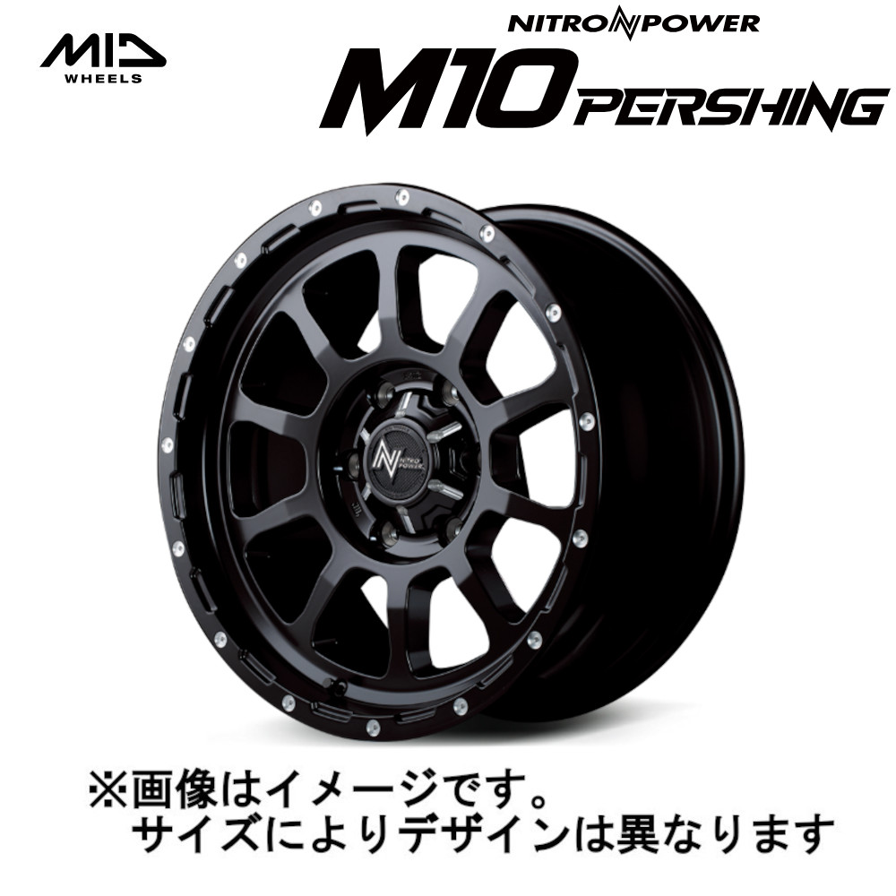 MID NITRO POWER ナイトロパワー  M10 PERSHING (4本セット) 4/100 14x4.5J +45 セミグロスブラック/マシニング