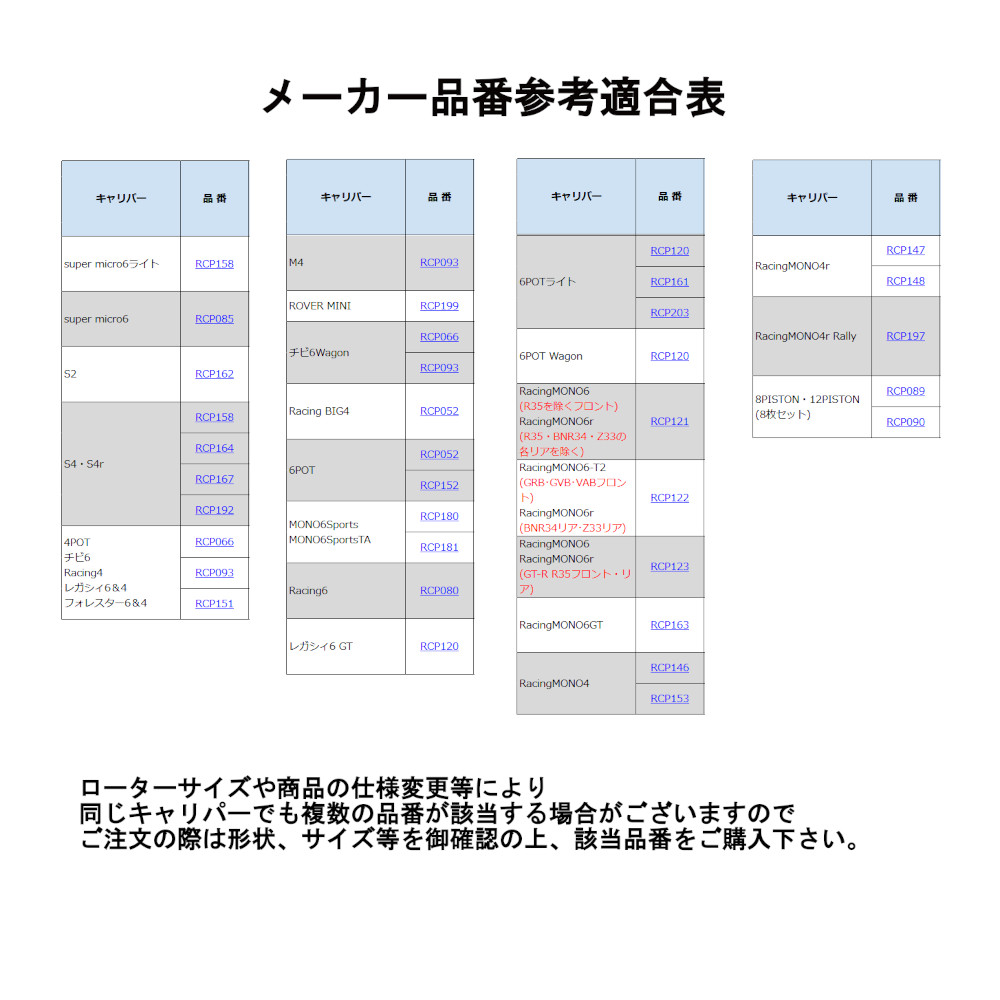 ENDLESS（エンドレス） キャリパーキット用 ブレーキパッド CC43 参考