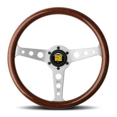 【正規品】モモ MOMO ステアリング HERITAGE LINE INDY ヘリテージ ライン インディ 350mm マホガニーウッド/スポーク：シルバー HL-05 | MOMO