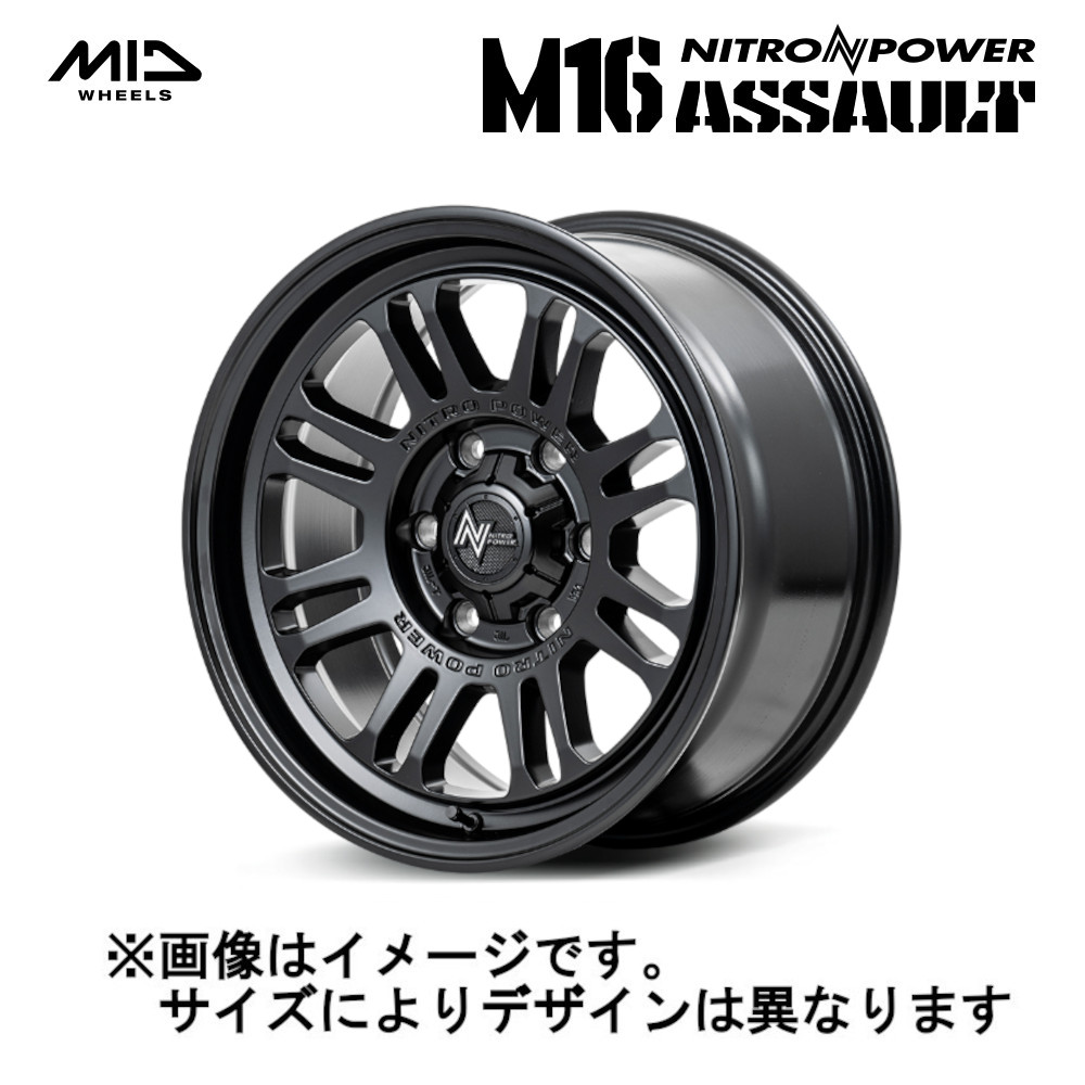 NITRO POWER - MID ナイトロパワー M16  Assult アサルト (4本仕掛ける) 6/139.7 17x8.0J +20 セミグロスブラック アルミホイール-車、バイク、自転車-自動車