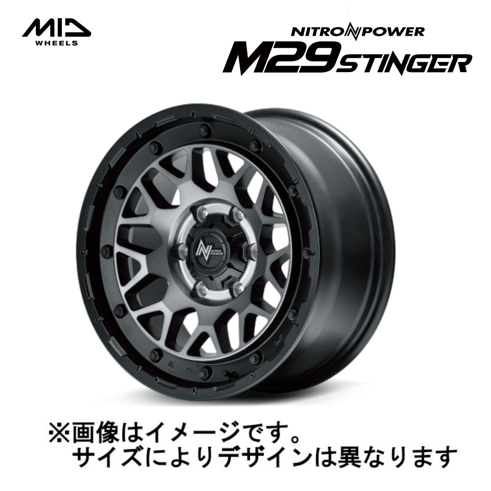 MID NITRO POWER ナイトロパワー M29 STINGER スティンガー (2本セット) 4/100 15x5.0J +48 セミグロスブラッククリア