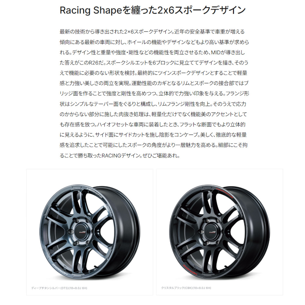 マルカサービス MID MID RACING MIDレーシング R26 5H114.3 18x10.5J +
