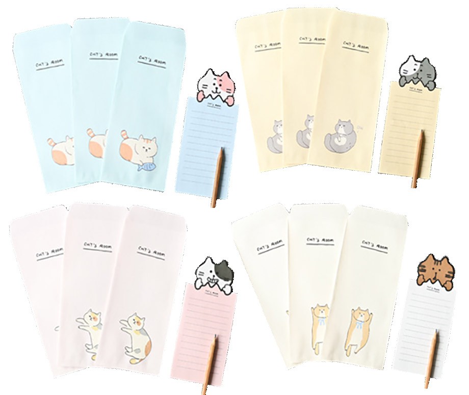 レターセット 便箋 手紙猫 ねこ キャット cat's life フェイス 4種