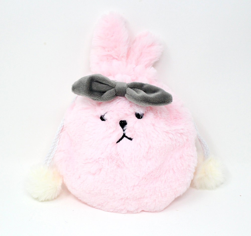 うさぎ顔リボン付き巾着ポーチ Amazon | おぱん うさぎ 巾着 ポーチ かわいい 公式 グッズ 約
