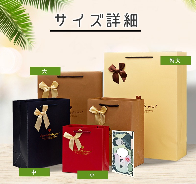 ブラウン ギフト袋 もー 母の日ラッピングセット｜カーネーション柄・巾着入り完成品ギフト袋