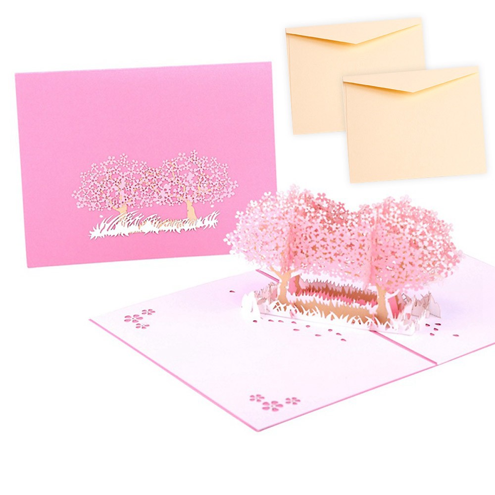 メッセージカード お花見 桜 春 / 3D 立体 飛び出す お祝い 祝